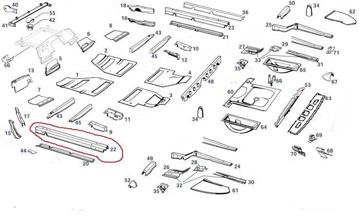 Längsträgerschale oben außen links Ponton 180, 190, 219 Längsträgerschale oben außen links Ponton 180, 190, 219