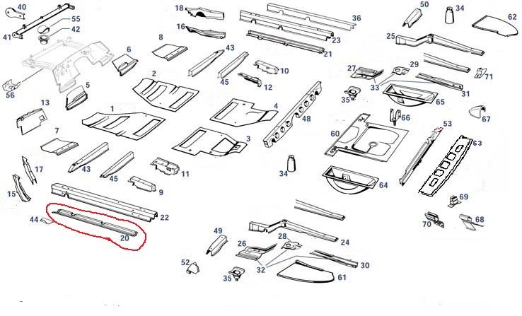 Längsträgerschale unten links Ponton 180, 190 Längsträgerschale unten links Ponton 180, 190