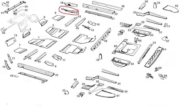 Längsträgerstütze vorn unten rechts Ponton 180/190; 190SL Längsträgerstütze vorn unten rechts Ponton 180/190; 190SL